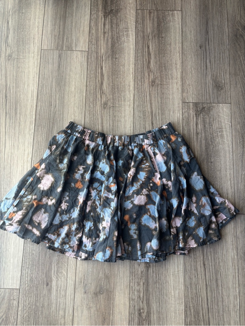 Free People Navy Multicolor Tie-Dye Mini Skirt